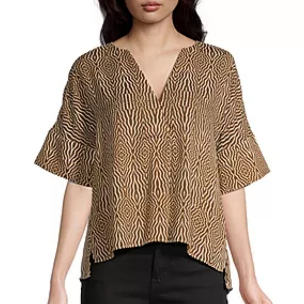 Worthington Women's Y Neck Elbow Sleeve Blouse